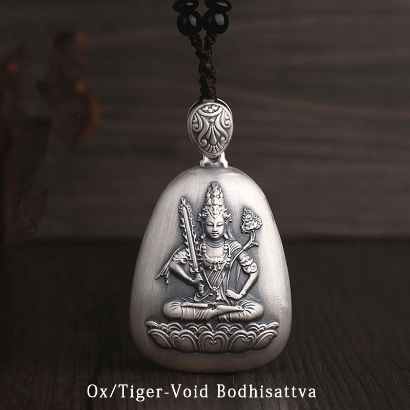 Buddha Stones 999 Sterling Silber Chinesisches Sternzeichen Natal Buddha Herz Sutra Gravur Schutz Halskette Anhänger - Ochse/Tiger-Leere-Bodhisattva - image 16
