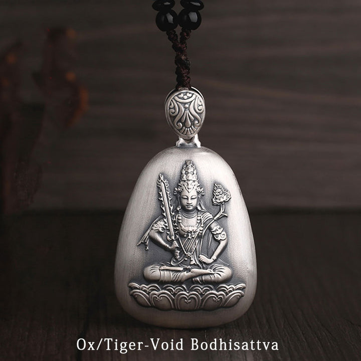 Buddha Stones 999 Sterling Silber Chinesisches Sternzeichen Natal Buddha Herz Sutra Gravur Schutz Halskette Anhänger - Ochse/Tiger-Leere-Bodhisattva - image 16
