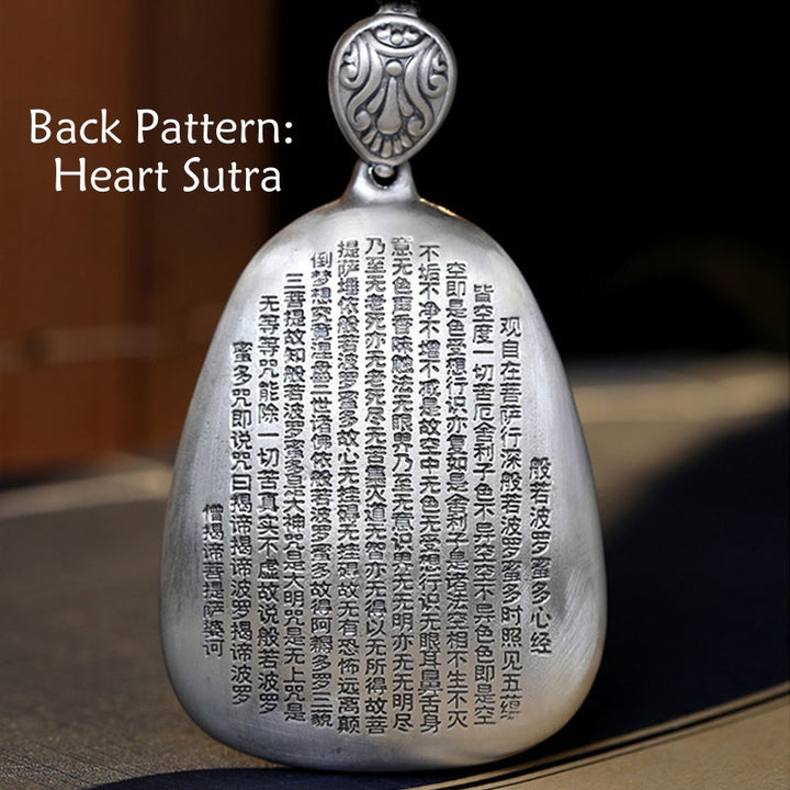 Buddha Stones 999 Sterling Silber Chinesisches Sternzeichen Natal Buddha Herz Sutra Gravur Schutz Halskette Anhänger - image 2