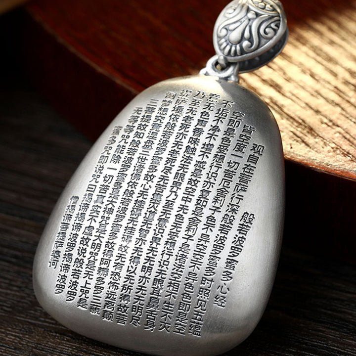 Buddha Stones 999 Sterling Silber Chinesisches Sternzeichen Natal Buddha Herz Sutra Gravur Schutz Halskette Anhänger - image 9