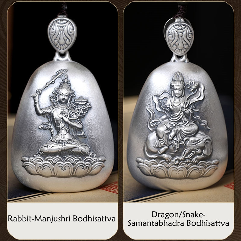 Buddha Stones 999 Sterling Silber Chinesisches Sternzeichen Natal Buddha Herz Sutra Gravur Schutz Halskette Anhänger - image 19