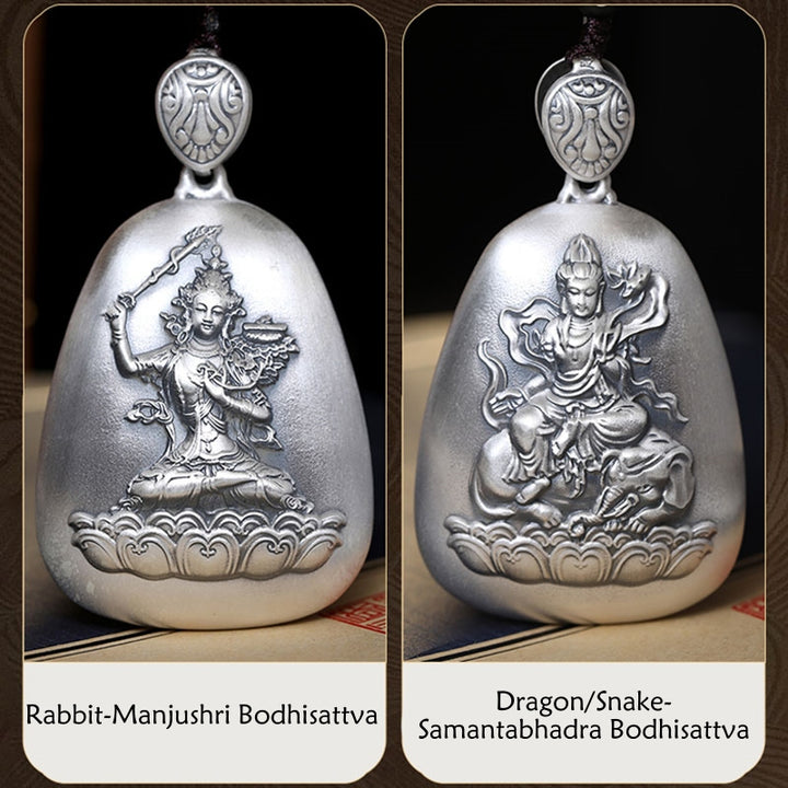 Buddha Stones 999 Sterling Silber Chinesisches Sternzeichen Natal Buddha Herz Sutra Gravur Schutz Halskette Anhänger - image 19
