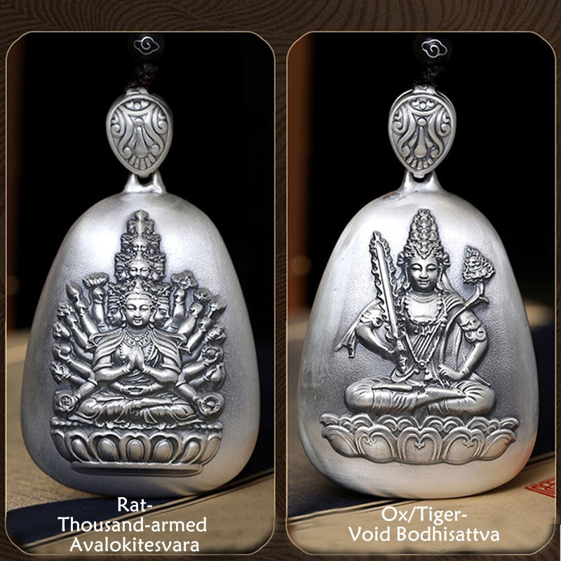 Buddha Stones 999 Sterling Silber Chinesisches Sternzeichen Natal Buddha Herz Sutra Gravur Schutz Halskette Anhänger - image 18