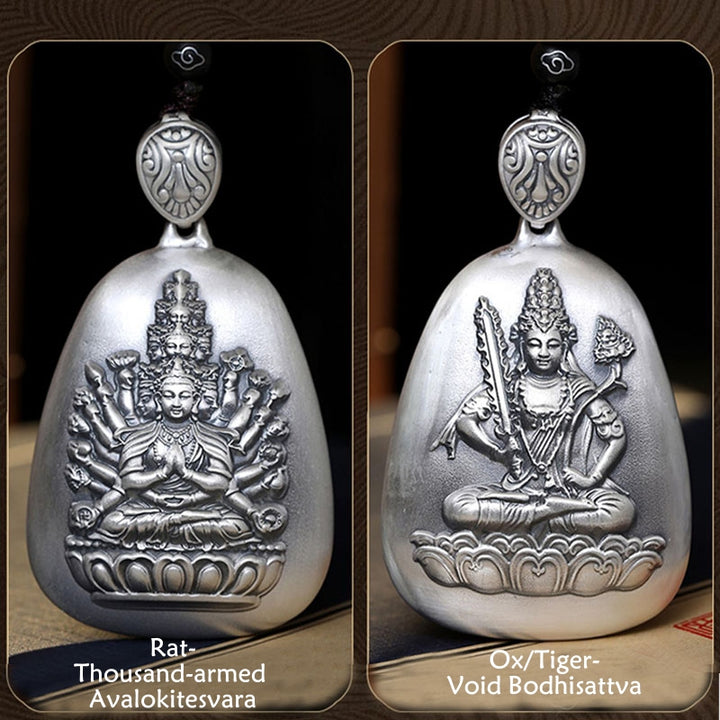 Buddha Stones 999 Sterling Silber Chinesisches Sternzeichen Natal Buddha Herz Sutra Gravur Schutz Halskette Anhänger - image 18