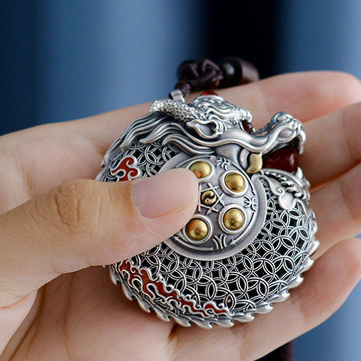 Buddha Stones 999 Sterling Silber Jahr des Drachen drehbare Kugel Fünf Elemente Kupfer Münze Stärke Hängedekoration - image 7
