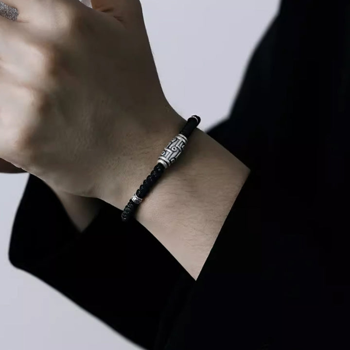 Buddha Stones 999 Sterling Silber Neun-Augen-Dzi-Perlenmuster Segensseil-Armband - image 10