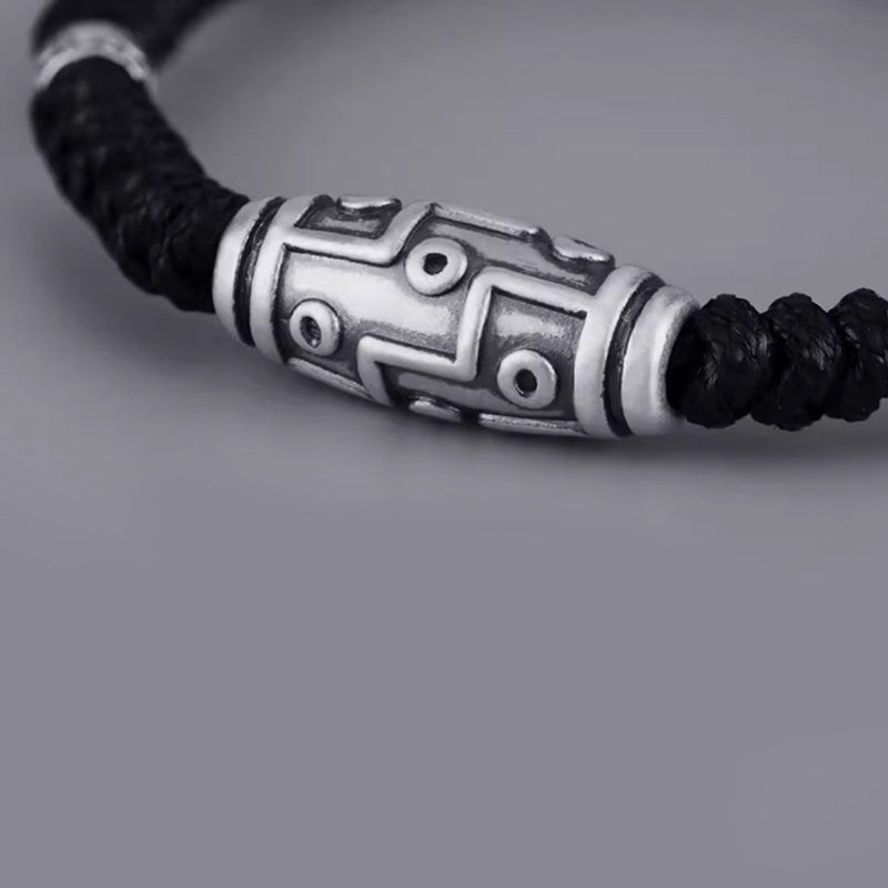 Buddha Stones 999 Sterling Silber Neun-Augen-Dzi-Perlenmuster Segensseil-Armband - image 7
