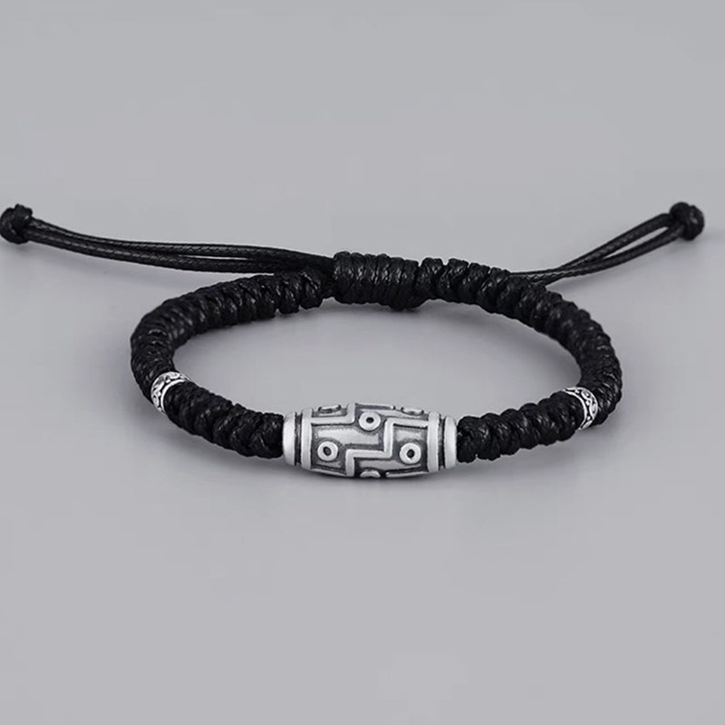 Buddha Stones 999 Sterling Silber Neun-Augen-Dzi-Perlenmuster Segensseil-Armband - image 8