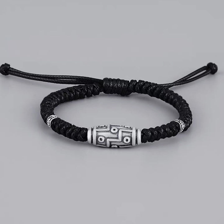 Buddha Stones 999 Sterling Silber Neun-Augen-Dzi-Perlenmuster Segensseil-Armband - image 8