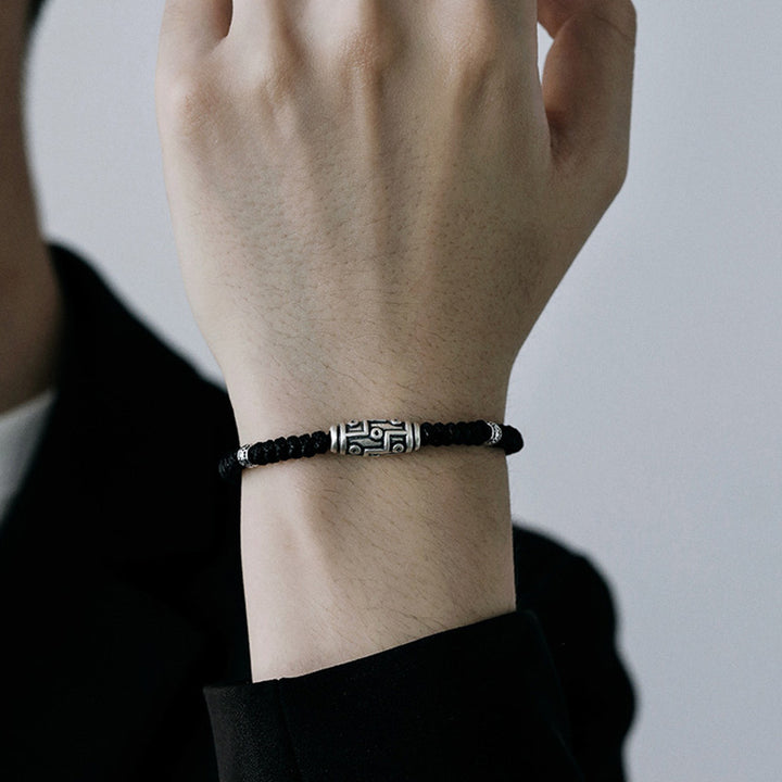 Buddha Stones 999 Sterling Silber Neun-Augen-Dzi-Perlenmuster Segensseil-Armband - image 9