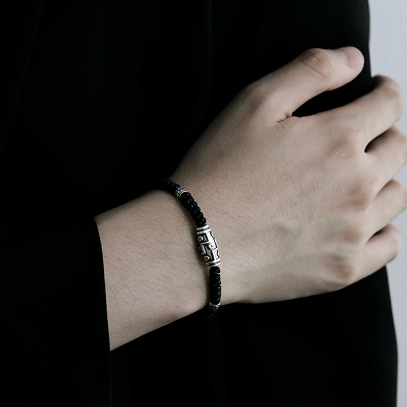 Buddha Stones 999 Sterling Silber Neun-Augen-Dzi-Perlenmuster Segensseil-Armband - image 12