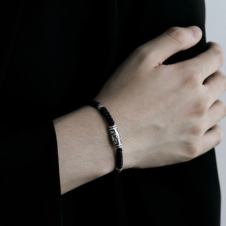 Buddha Stones 999 Sterling Silber Neun-Augen-Dzi-Perlenmuster Segensseil-Armband - image 12