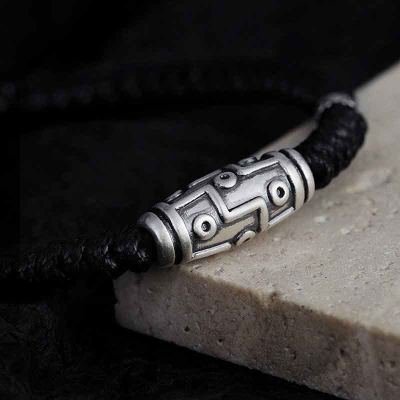 Buddha Stones 999 Sterling Silber Neun-Augen-Dzi-Perlenmuster Segensseil-Armband - image 6