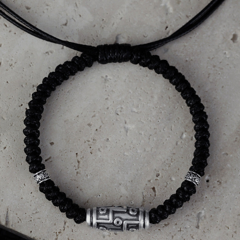 Buddha Stones 999 Sterling Silber Neun-Augen-Dzi-Perlenmuster Segensseil-Armband - image 15