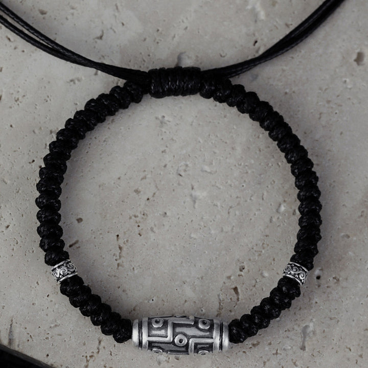 Buddha Stones 999 Sterling Silber Neun-Augen-Dzi-Perlenmuster Segensseil-Armband - image 15