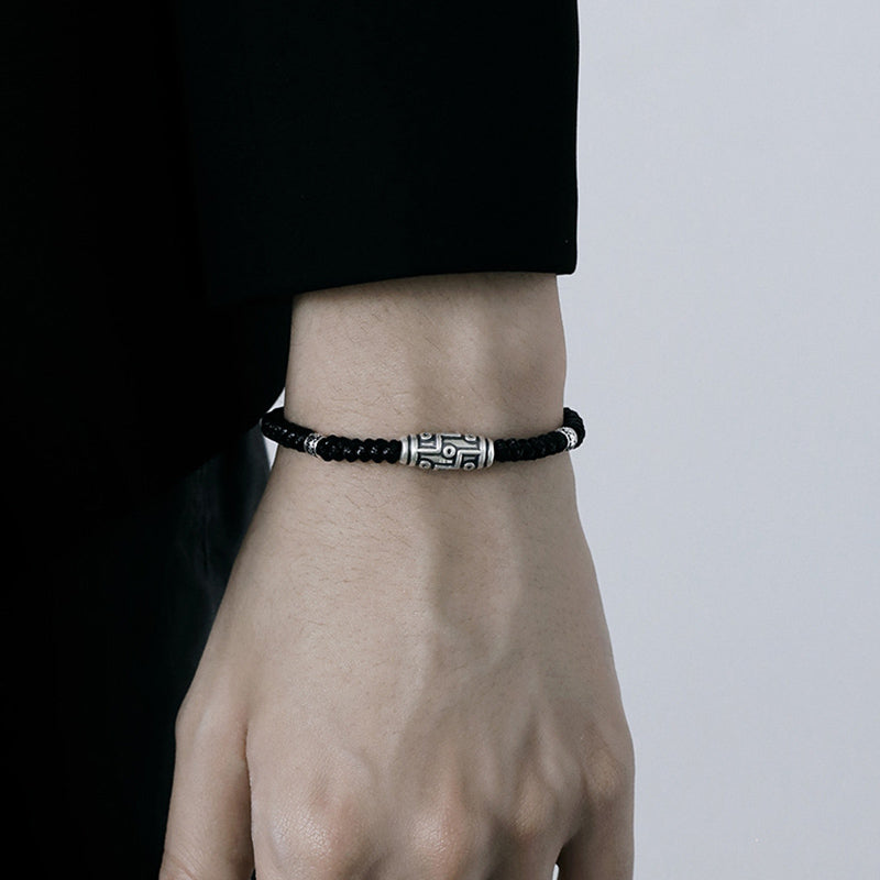 Buddha Stones 999 Sterling Silber Neun-Augen-Dzi-Perlenmuster Segensseil-Armband - image 13