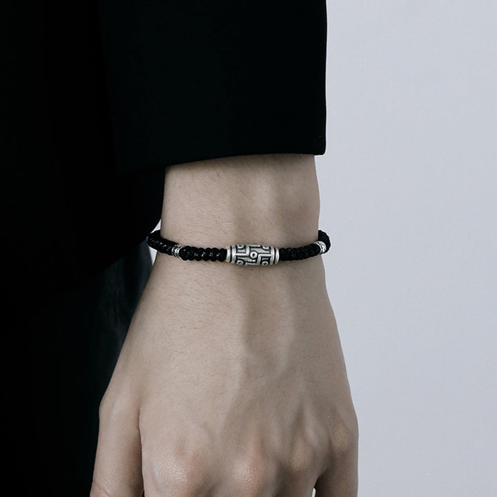 Buddha Stones 999 Sterling Silber Neun-Augen-Dzi-Perlenmuster Segensseil-Armband - image 13