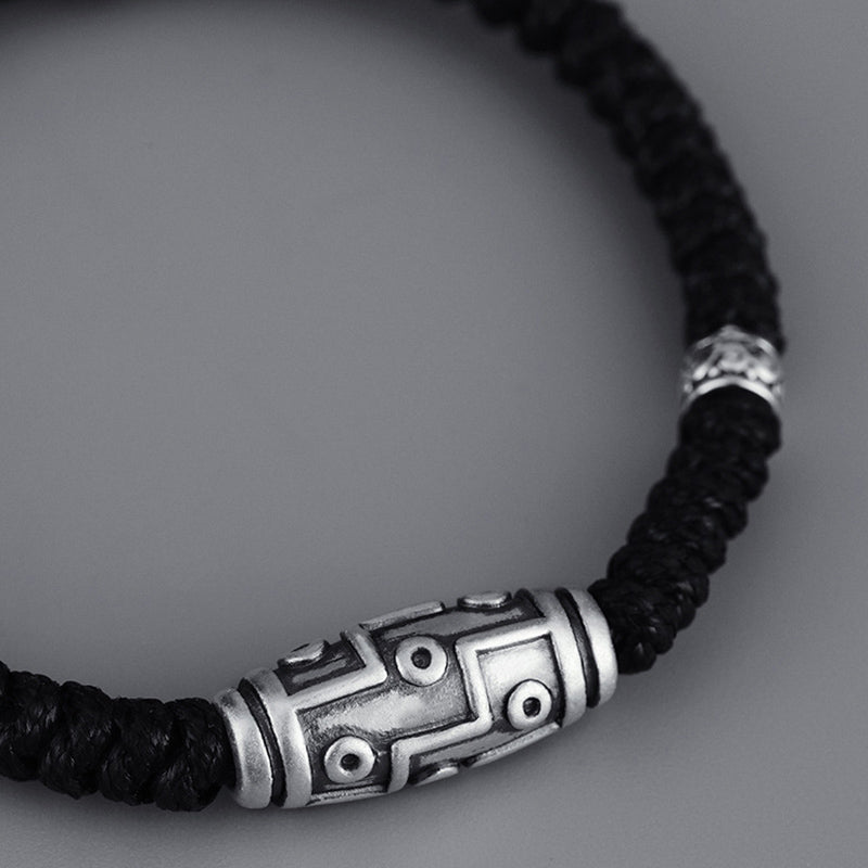 Buddha Stones 999 Sterling Silber Neun-Augen-Dzi-Perlenmuster Segensseil-Armband - image 4