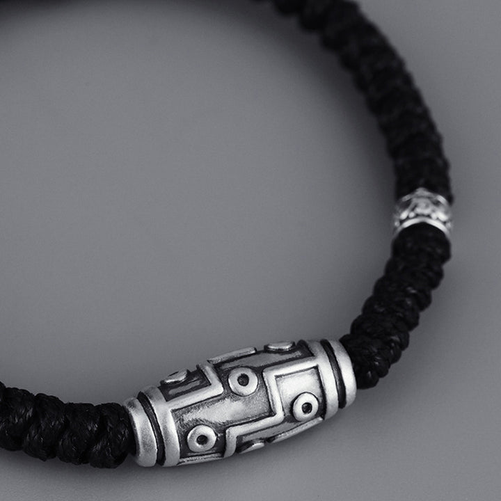 Buddha Stones 999 Sterling Silber Neun-Augen-Dzi-Perlenmuster Segensseil-Armband - image 4