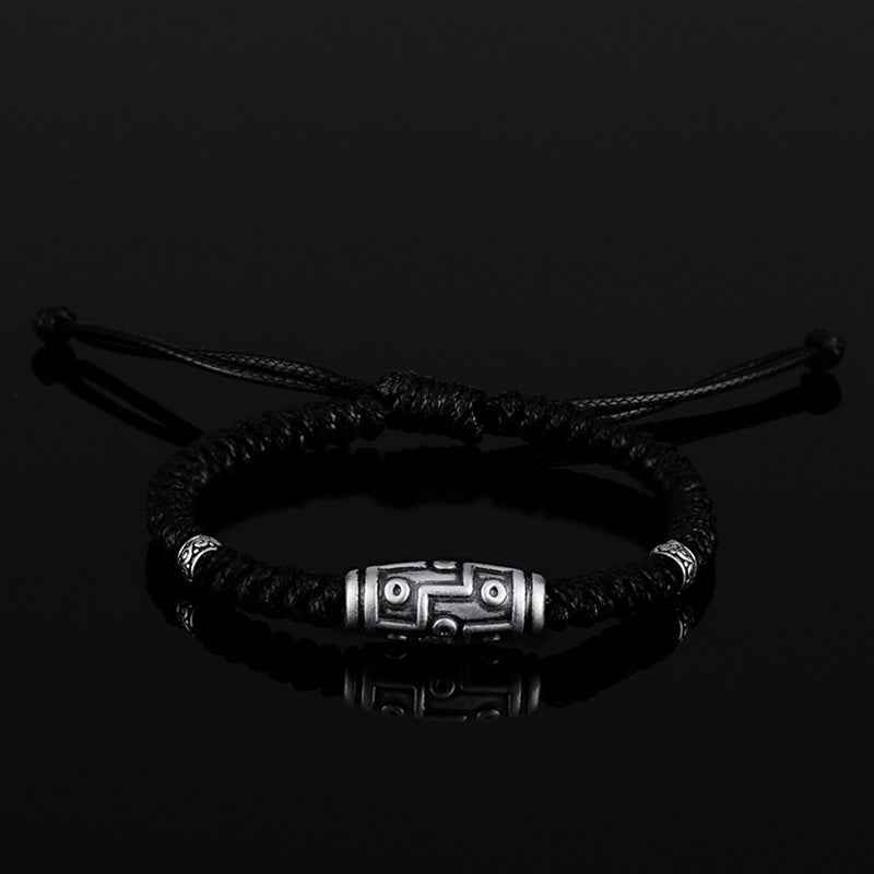 Buddha Stones 999 Sterling Silber Neun-Augen-Dzi-Perlenmuster Segensseil-Armband - image 14