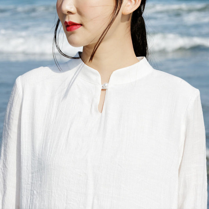 Buddha Stones 2-teiliges Weiß Tai Chi Meditation Yoga Zen Baumwolle Leinen Kleidung Top Hosen Damen Set - image 7