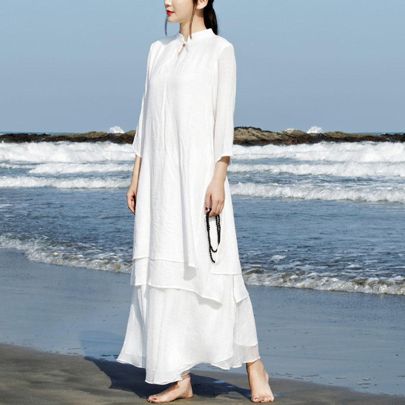 Buddha Stones 2-teiliges Weiß Tai Chi Meditation Yoga Zen Baumwolle Leinen Kleidung Top Hosen Damen Set - image 1