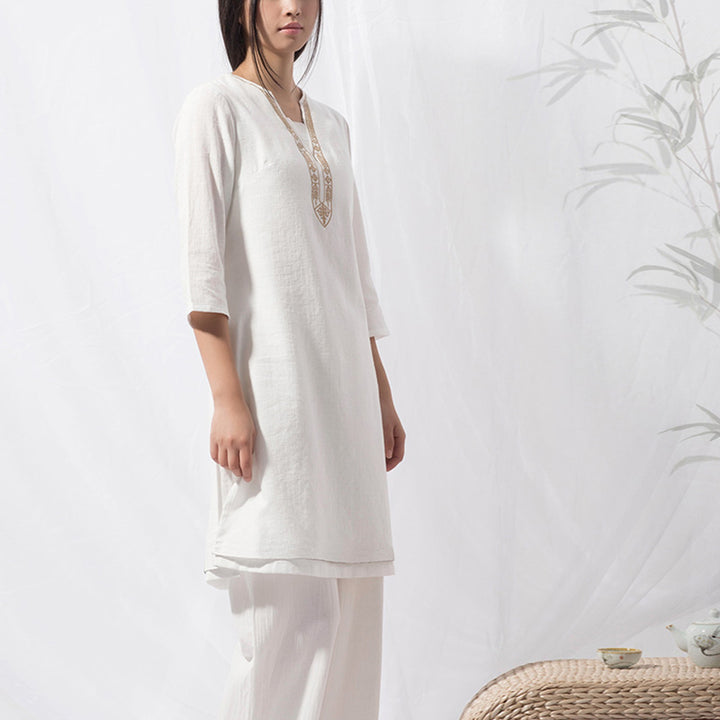 Buddha Stones 2-teiliges Tai Chi Meditation Yoga Baumwolle Kleidung Top Hosen Damen Set - image 10