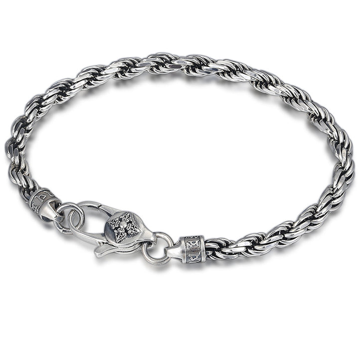 Buddha Stones 925 Sterling Silber Tibet Om Mani Padme Hum Double Dorje Vajra Twisted Design Peace Love Armband - image 1