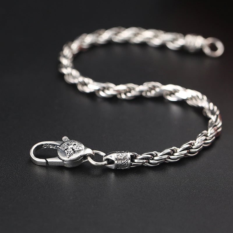Buddha Stones 925 Sterling Silber Tibet Om Mani Padme Hum Double Dorje Vajra Twisted Design Peace Love Armband - image 2
