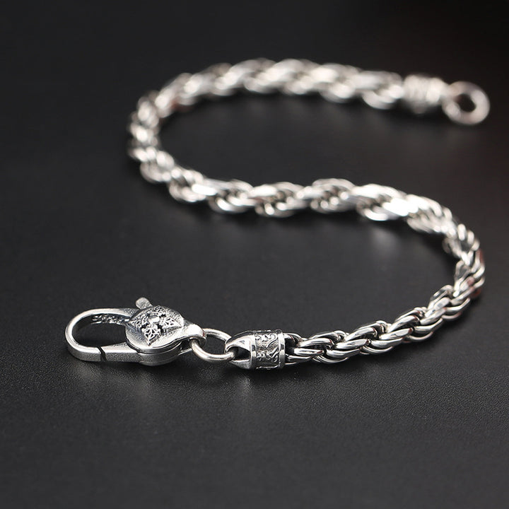 Buddha Stones 925 Sterling Silber Tibet Om Mani Padme Hum Double Dorje Vajra Twisted Design Peace Love Armband - image 2