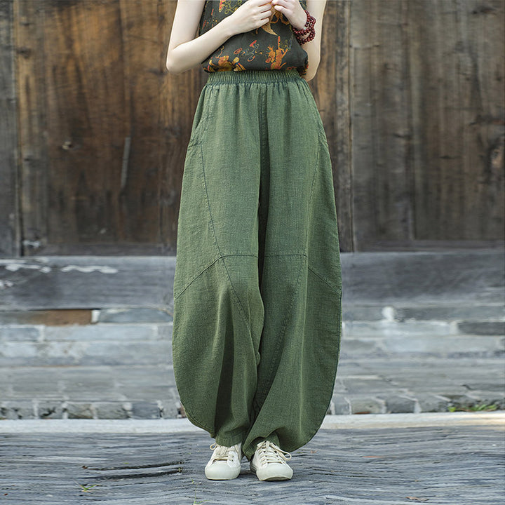 Buddha Stones Baumwollleinenhose Haremshose Lose Zen Yoga Tai Chi Damenhose - Grün (normaler Stil) - US8-10, UK/AU12-14,EU40-42 (L)  - image 27