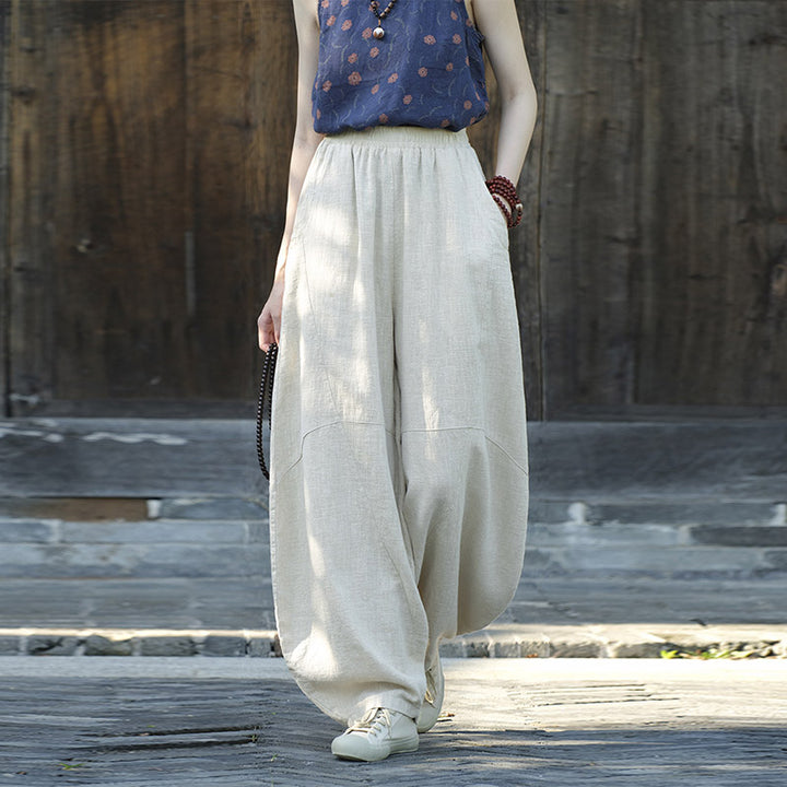 Buddha Stones Baumwollleinenhose Haremshose Lose Zen Yoga Tai Chi Damenhose - Beige (normaler Stil) - US8-10, UK/AU12-14,EU40-42 (L)  - image 32