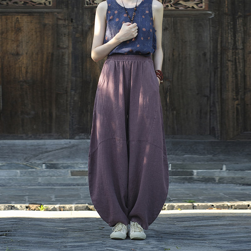 Buddha Stones Baumwollleinenhose Haremshose Lose Zen Yoga Tai Chi Damenhose - Lila (normaler Stil) - US8-10, UK/AU12-14,EU40-42 (L)  - image 34