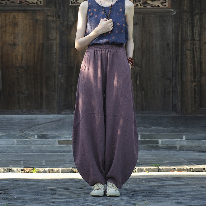 Buddha Stones Baumwollleinenhose Haremshose Lose Zen Yoga Tai Chi Damenhose - Lila (normaler Stil) - US8-10, UK/AU12-14,EU40-42 (L)  - image 34