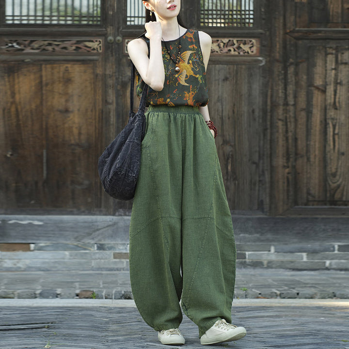 Buddha Stones Baumwollleinenhose Haremshose Lose Zen Yoga Tai Chi Damenhose - image 29