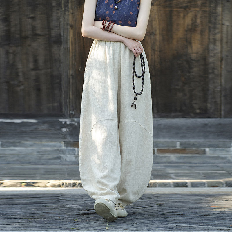 Buddha Stones Baumwollleinenhose Haremshose Lose Zen Yoga Tai Chi Damenhose - image 1