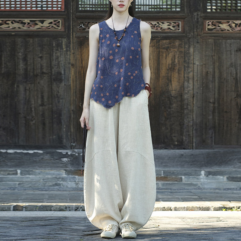 Buddha Stones Baumwollleinenhose Haremshose Lose Zen Yoga Tai Chi Damenhose - image 2