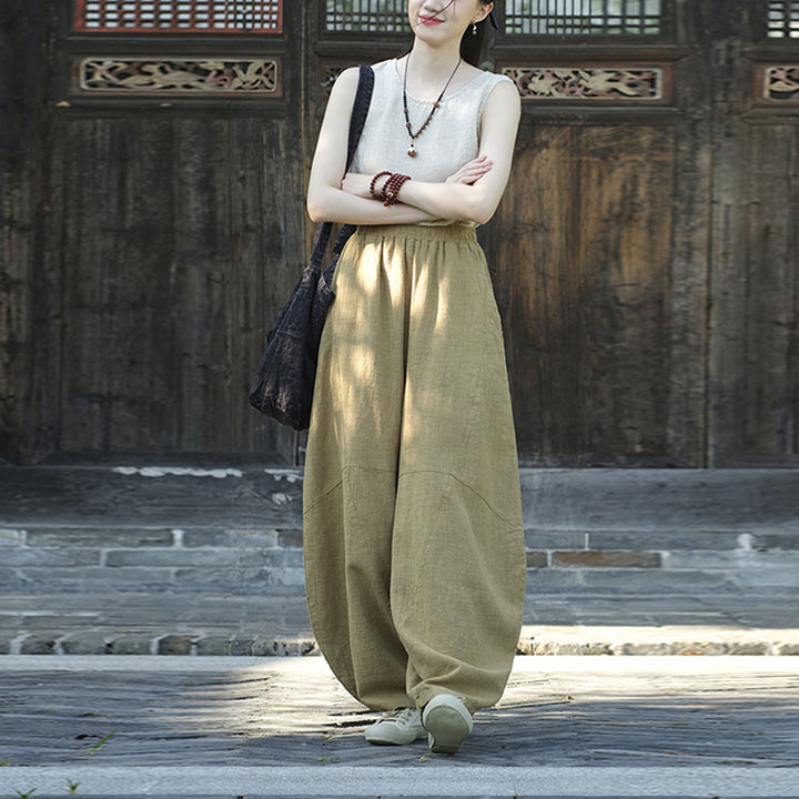 Buddha Stones Baumwollleinenhose Haremshose Lose Zen Yoga Tai Chi Damenhose - image 12