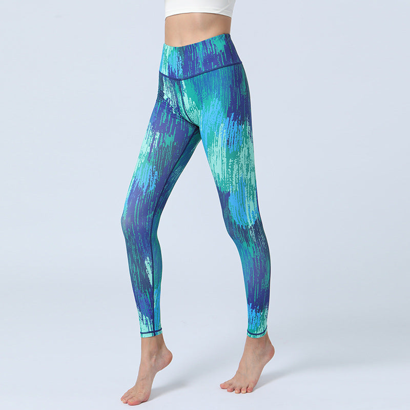 Buddha Stones Hose mit Blattmuster, Sport, Fitness, Yoga, Leggings mit hoher Taille, Yogahose für Damen - Blau Grün - US8-10, UK/AU12-14,EU40-42 (XL)  - image 8