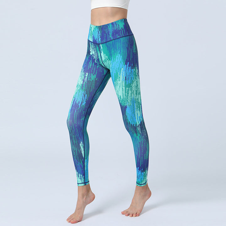 Buddha Stones Hose mit Blattmuster, Sport, Fitness, Yoga, Leggings mit hoher Taille, Yogahose für Damen - Blau Grün - US8-10, UK/AU12-14,EU40-42 (XL)  - image 8
