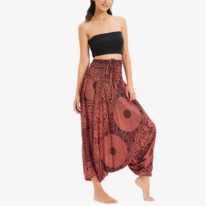 Buddha Stones Two Style Wear Runde geometrische lockere lässige Haremshose Jumpsuit Damen Yogahose - image 10