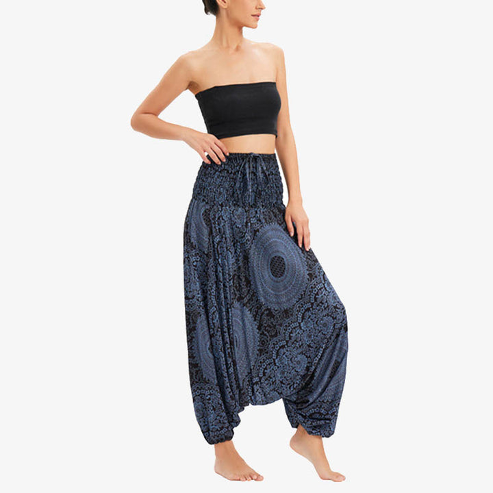 Buddha Stones Two Style Wear Runde geometrische lockere lässige Haremshose Jumpsuit Damen Yogahose - Schwarz-US2-12, UK/AU6-16,EU34-44 (F) - image 16