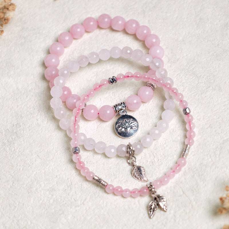 Buddha Stones 3-teiliges Armband aus natürlichem Quarzkristall mit Perlen und Heilenergie, Lotus - image 20