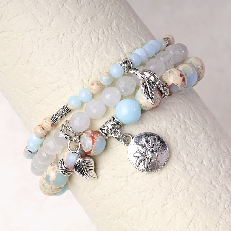 Buddha Stones 3-teiliges Armband aus natürlichem Quarzkristall mit Perlen und Heilenergie, Lotus - image 34