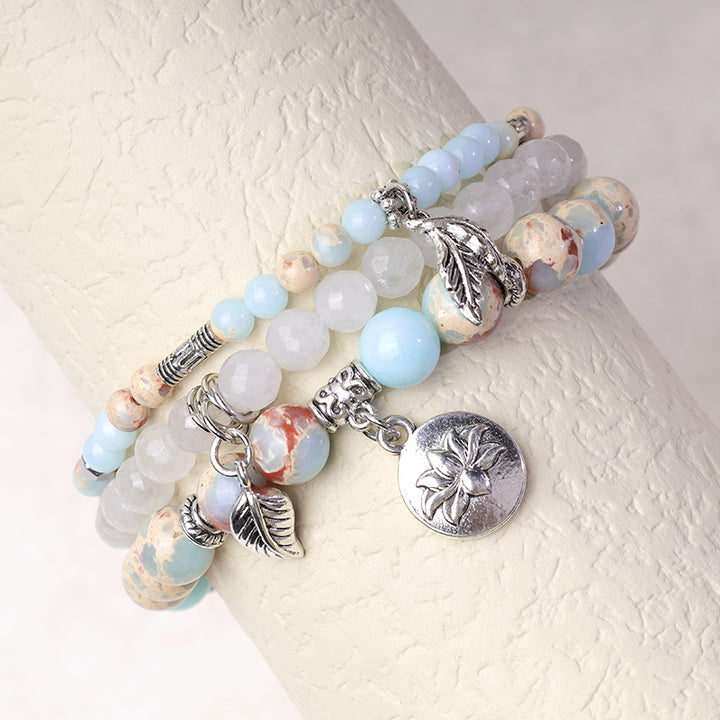 Buddha Stones 3-teiliges Armband aus natürlichem Quarzkristall mit Perlen und Heilenergie, Lotus - image 34