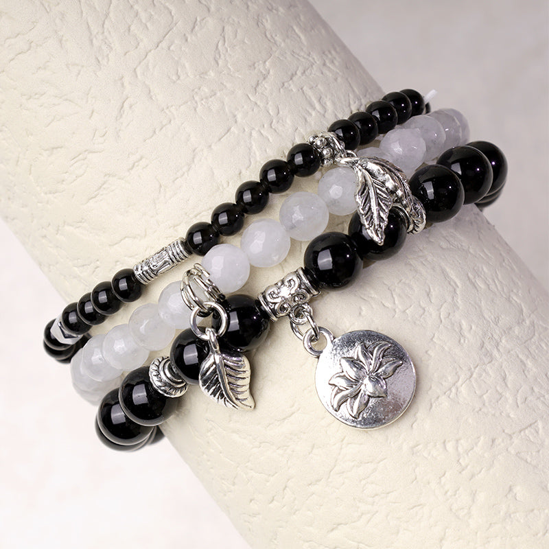 Buddha Stones 3-teiliges Armband aus natürlichem Quarzkristall mit Perlen und Heilenergie, Lotus - image 10