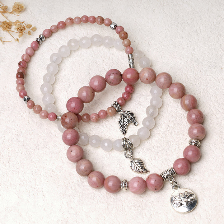 Buddha Stones 3-teiliges Armband aus natürlichem Quarzkristall mit Perlen und Heilenergie, Lotus - image 16