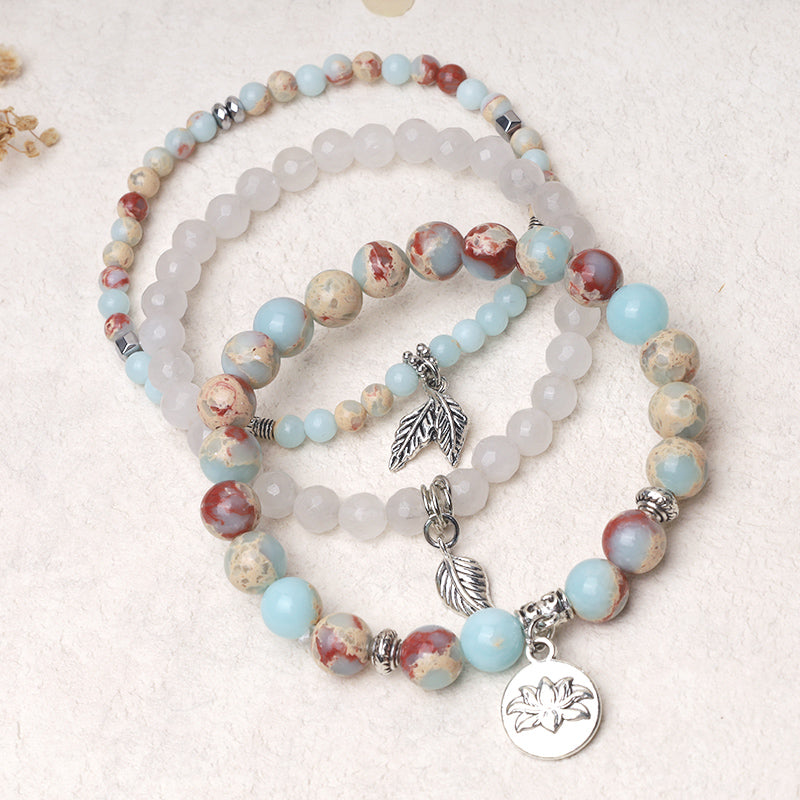 Buddha Stones 3-teiliges Armband aus natürlichem Quarzkristall mit Perlen und Heilenergie, Lotus - image 33