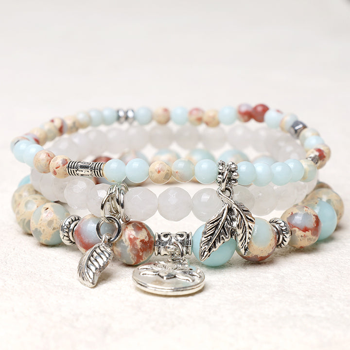 Buddha Stones 3-teiliges Armband aus natürlichem Quarzkristall mit Perlen und Heilenergie, Lotus - Meeressediment-Jaspis - image 32