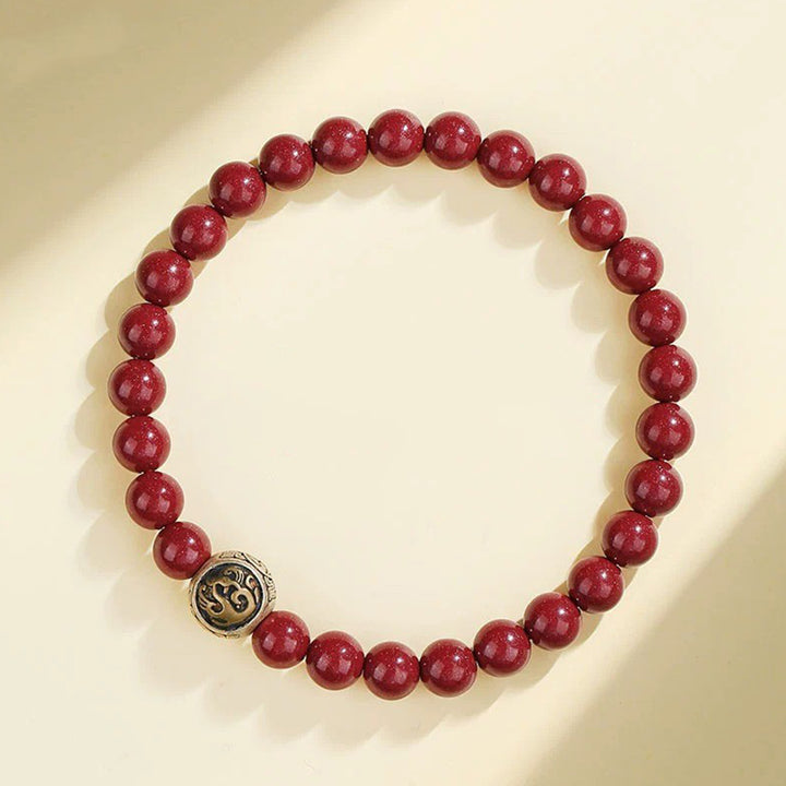 Buddha Stones Armband aus 925er-Sterlingsilber, natürlicher Zinnober, Segensarmband mit vier Tieren - 6 mm - Zinnoberroter Vogel (Handgelenkumfang 14–16 cm) - image 2